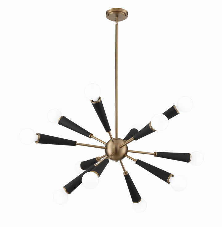 Crystorama Zodiac 12 Light Aged Brass Chandelier