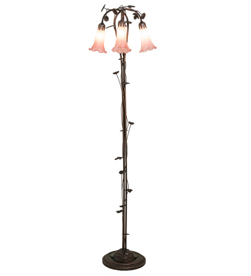 58" High Pink Tiffany Pond Lily 3 Light Floor Lamp