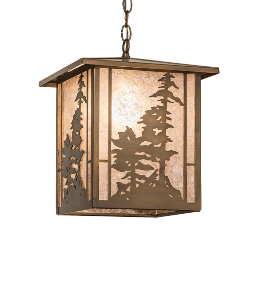 12" Square Tall Pines Lantern Pendant