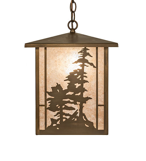 12" Square Tall Pines Lantern Pendant