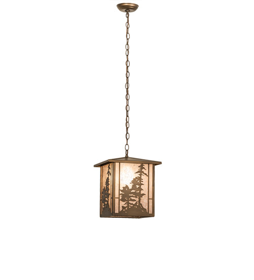 12" Square Tall Pines Lantern Pendant