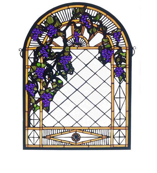 16"W X 22"H Grape Diamond Trellis Stained Glass Window