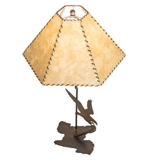 36" High Strike Of The Eagle Faux Leather Shade Table Lamp