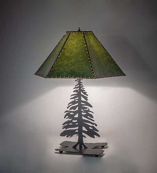 24"H Tall Pines Faux Leather Shade Table Lamp