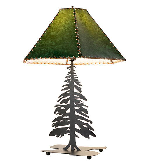 24"H Tall Pines Faux Leather Shade Table Lamp