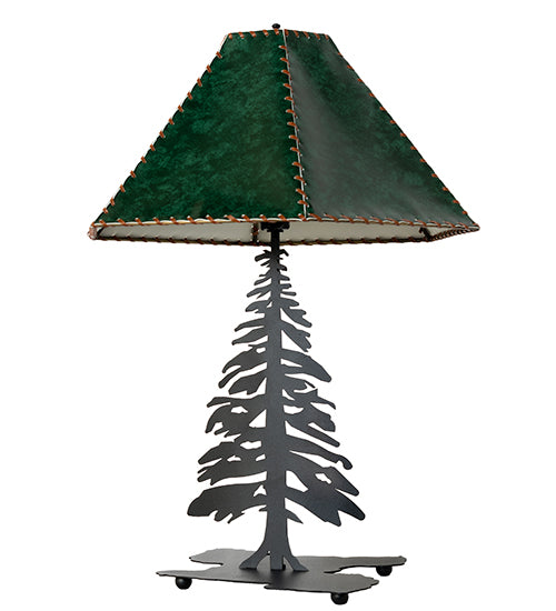 24"H Tall Pines Faux Leather Shade Table Lamp