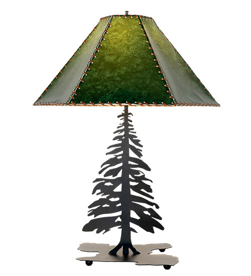 24"H Tall Pines Faux Leather Shade Table Lamp