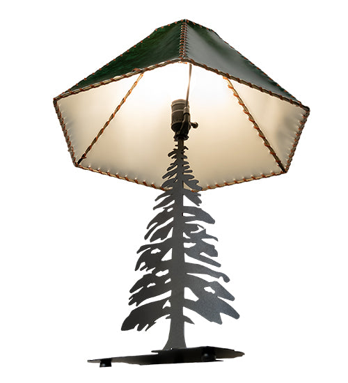 24"H Tall Pines Faux Leather Shade Table Lamp