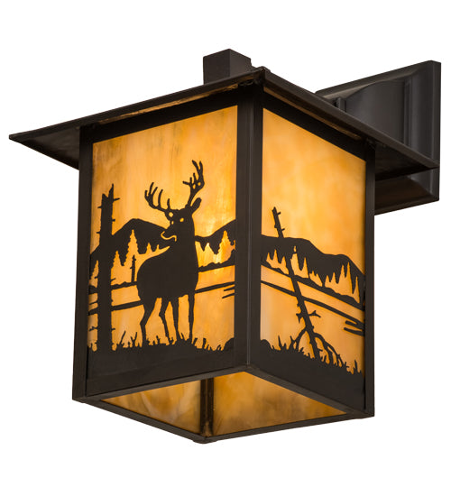 9"Sq Seneca Deer At Lake Solid Mount Wall Sconce