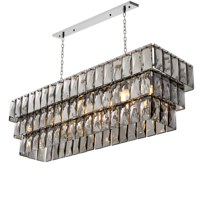 Chandelier Amazone Rectangular Including Smoke Crystal Glass