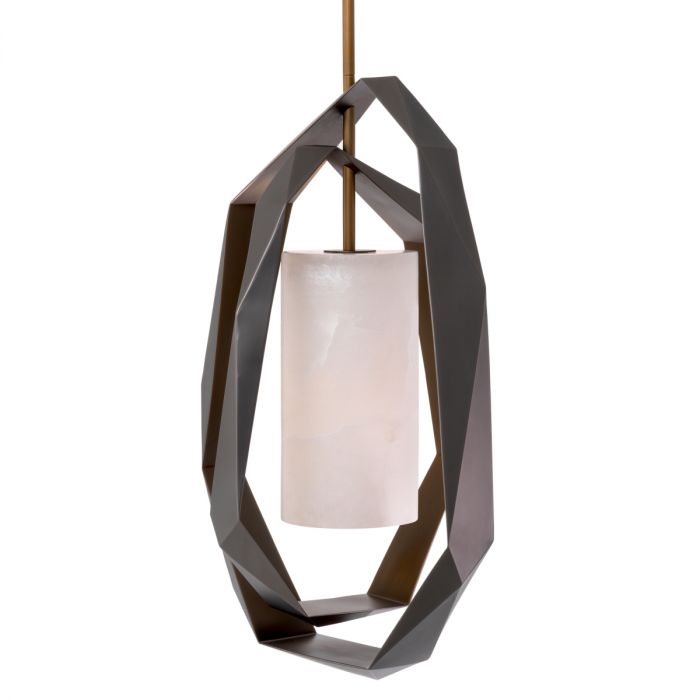 Chandelier Santos Double Gunmetal Finish Including Alabaster