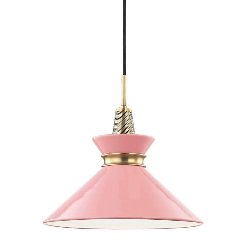 Kiki Pendant 13" - Aged Brass/Pink