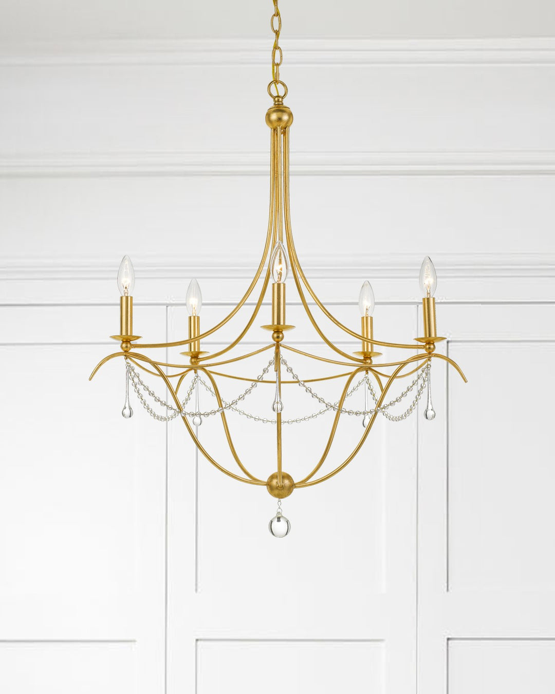 Crystorama Metro 5 Light Antique Gold Chandelier