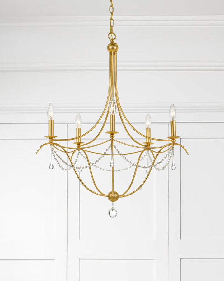 Crystorama Metro 5 Light Antique Gold Chandelier