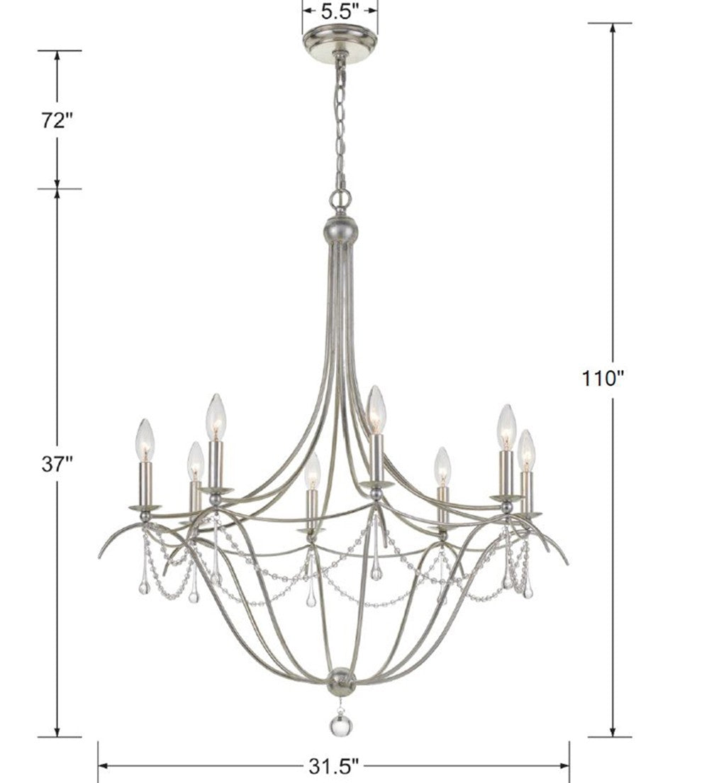 Crystorama Metro 8 Light Crystal Beads Antique Gold Chandelier