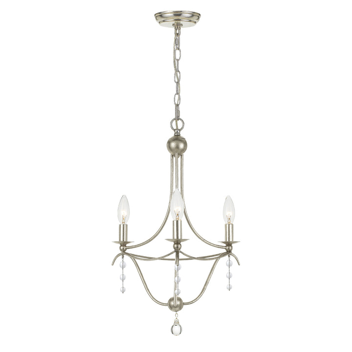 Crystorama Metro 3 Light Antique Silver Mini Chandelier