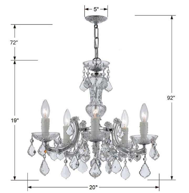 Crystorama Maria Theresa 5 Light Hand Cut Crystal Gold Chandelier