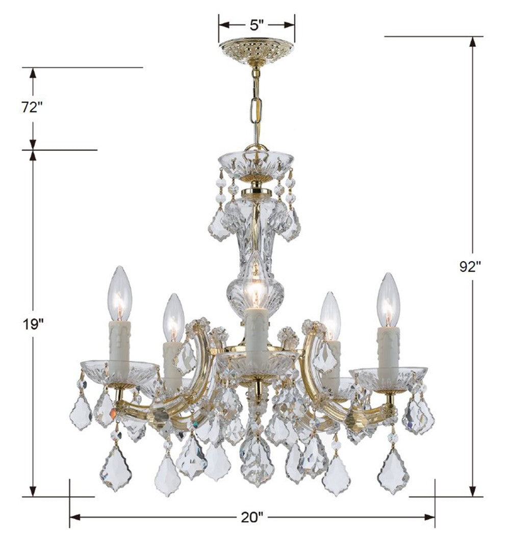 Crystorama Maria Theresa 5 Light Hand Cut Crystal Gold Chandelier