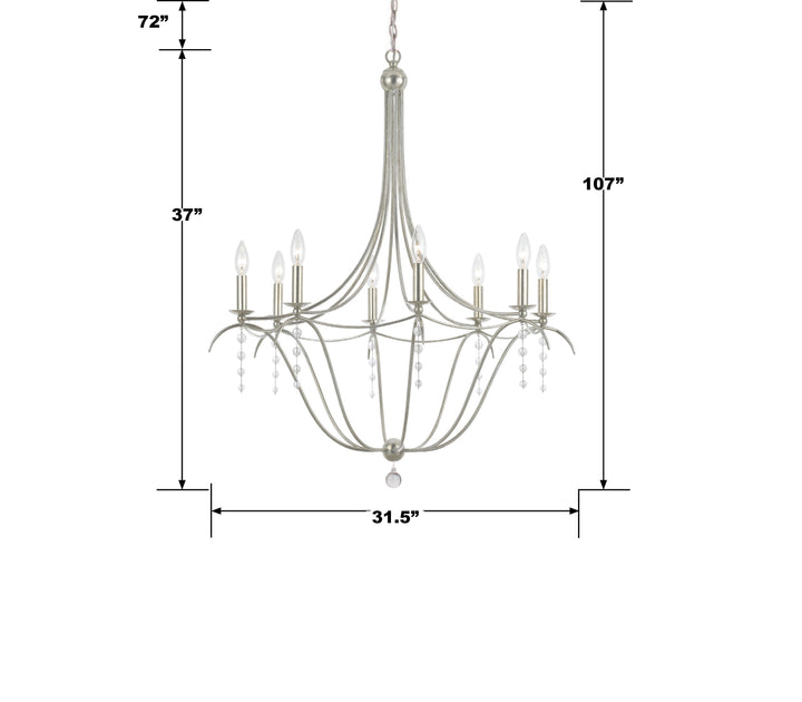 Crystorama Metro 8 Light Antique Silver Chandelier