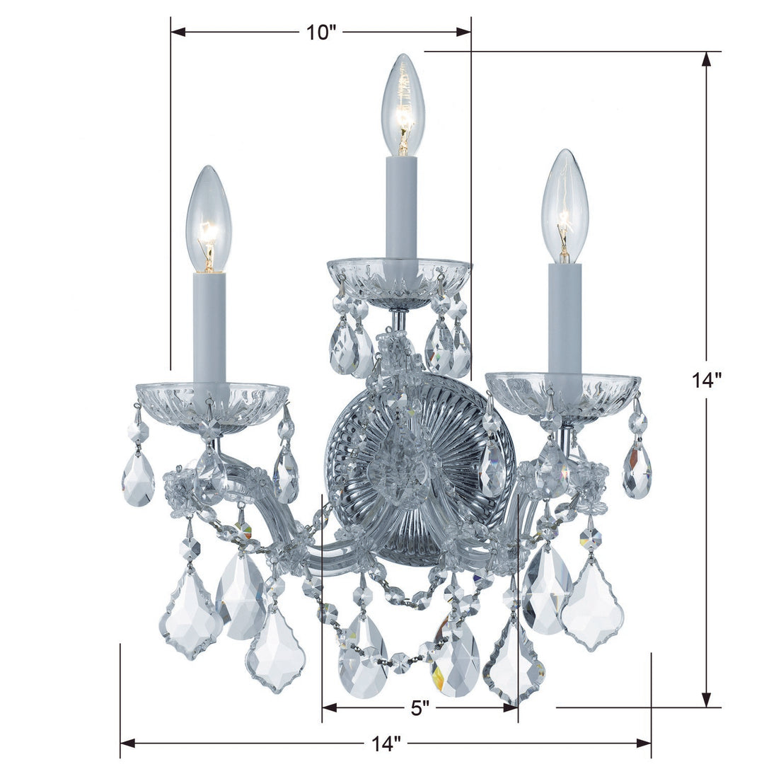 Crystorama Maria Theresa 3 Light Hand Cut Crystal Gold Sconce