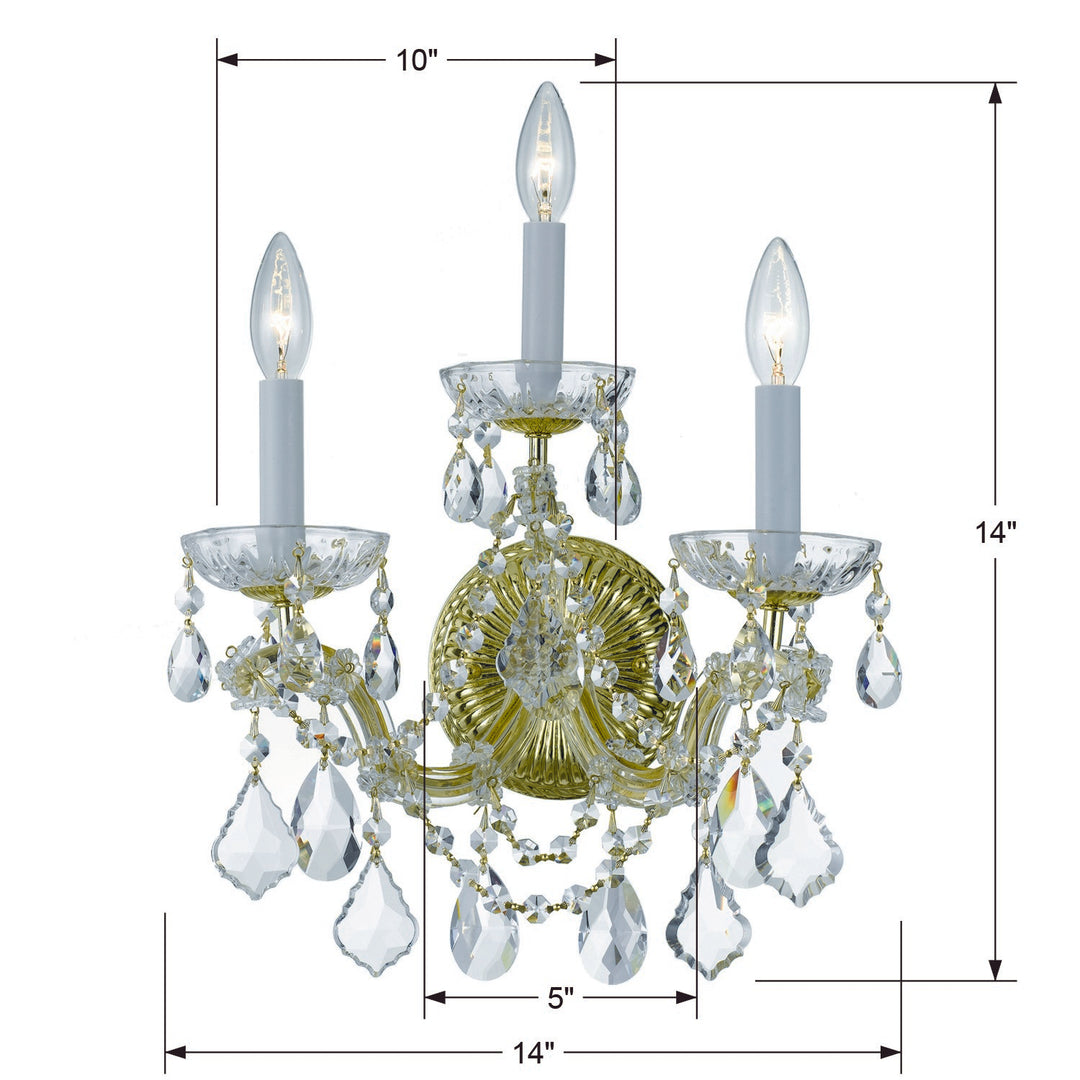 Crystorama Maria Theresa 3 Light Hand Cut Crystal Gold Sconce