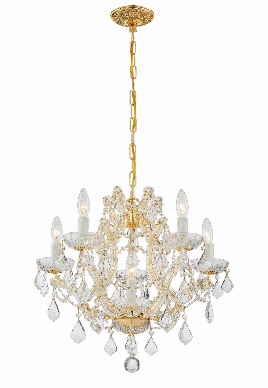 Crystorama Maria Theresa 6 Light Clear Italian Crystal Gold Chandelier