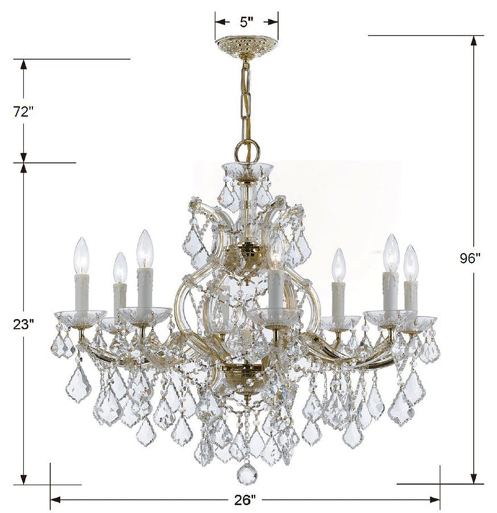 Crystorama Maria Theresa 9 Light Swarovski Strass Crystal Gold Chandelier