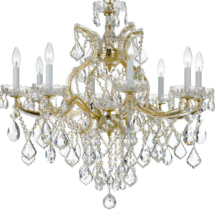 Crystorama Maria Theresa 9 Light Hand Cut Crystal Gold Chandelier