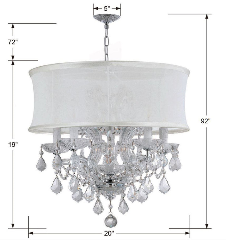 Crystorama Brentwood 6 Light Swarovski Strass Crystal Gold Drum Shade Chandelier