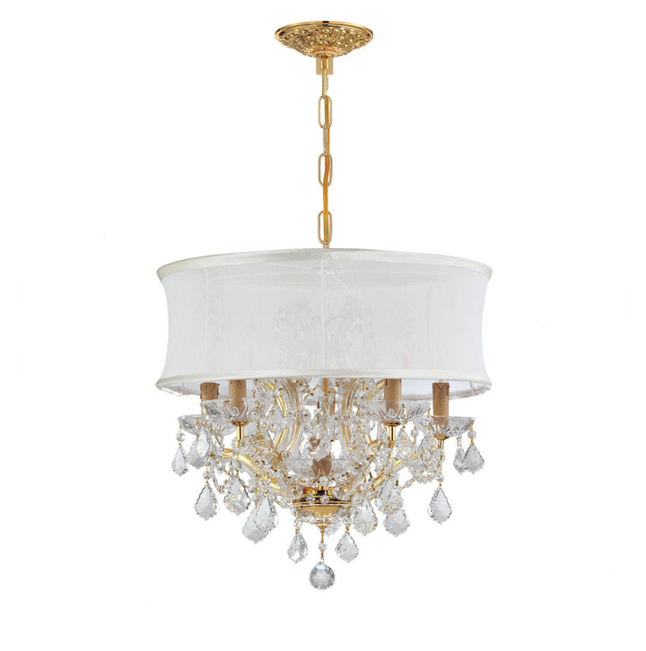 Brentwood 6 Light Swarovski Strass Crystal Gold Drum Shade Chandelier