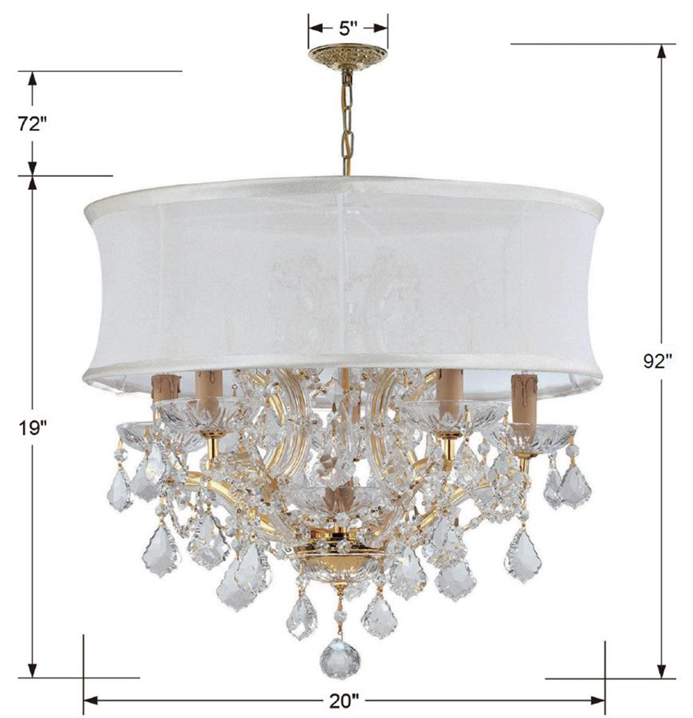 Crystorama Brentwood 6 Light Swarovski Strass Crystal Gold Drum Shade Chandelier