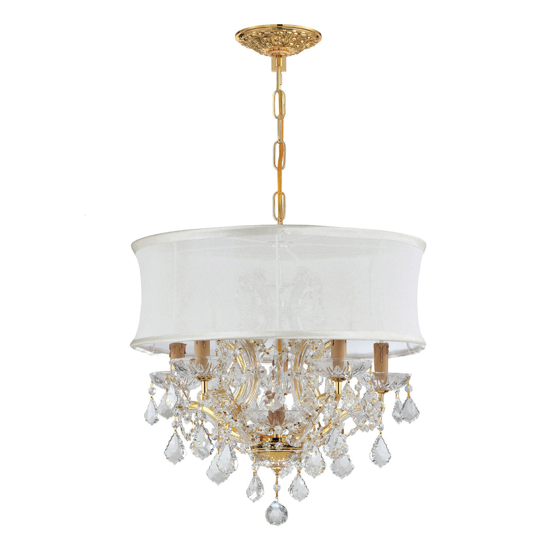 Brentwood 6 Light Swarovski Strass Crystal Gold Drum Shade Chandelier