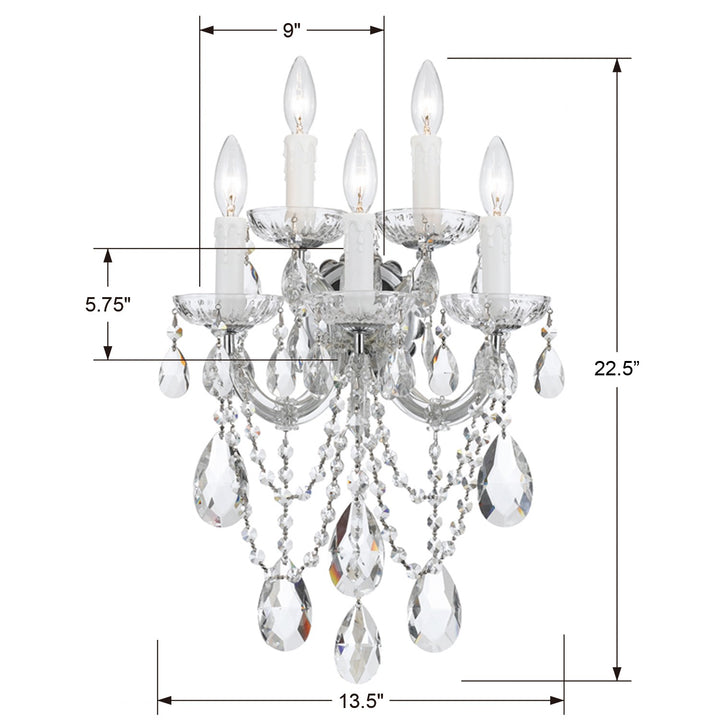 Crystorama Maria Theresa 5 Light Hand Cut Crystal Gold Sconce