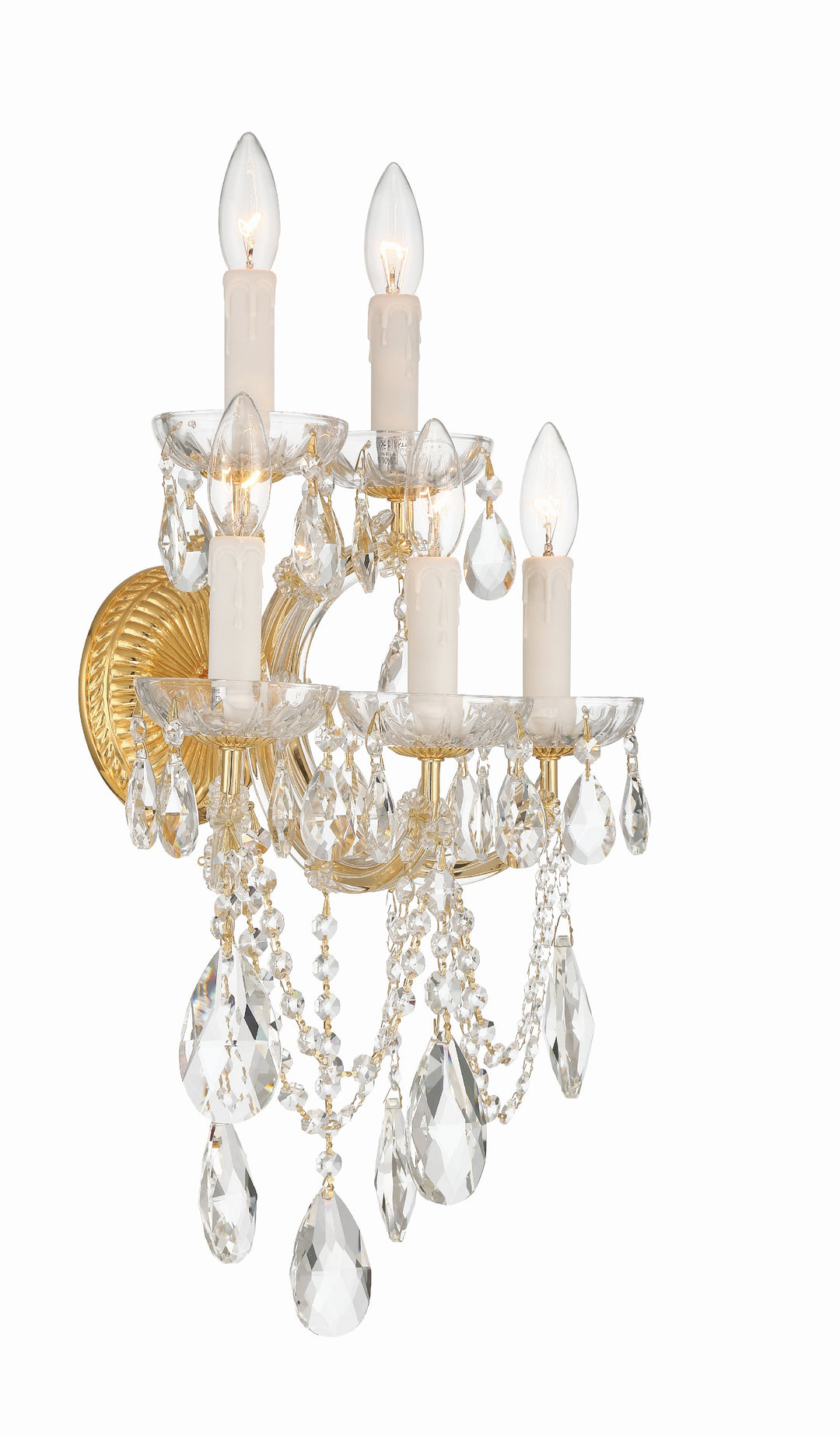 Crystorama Maria Theresa 5 Light Hand Cut Crystal Gold Sconce