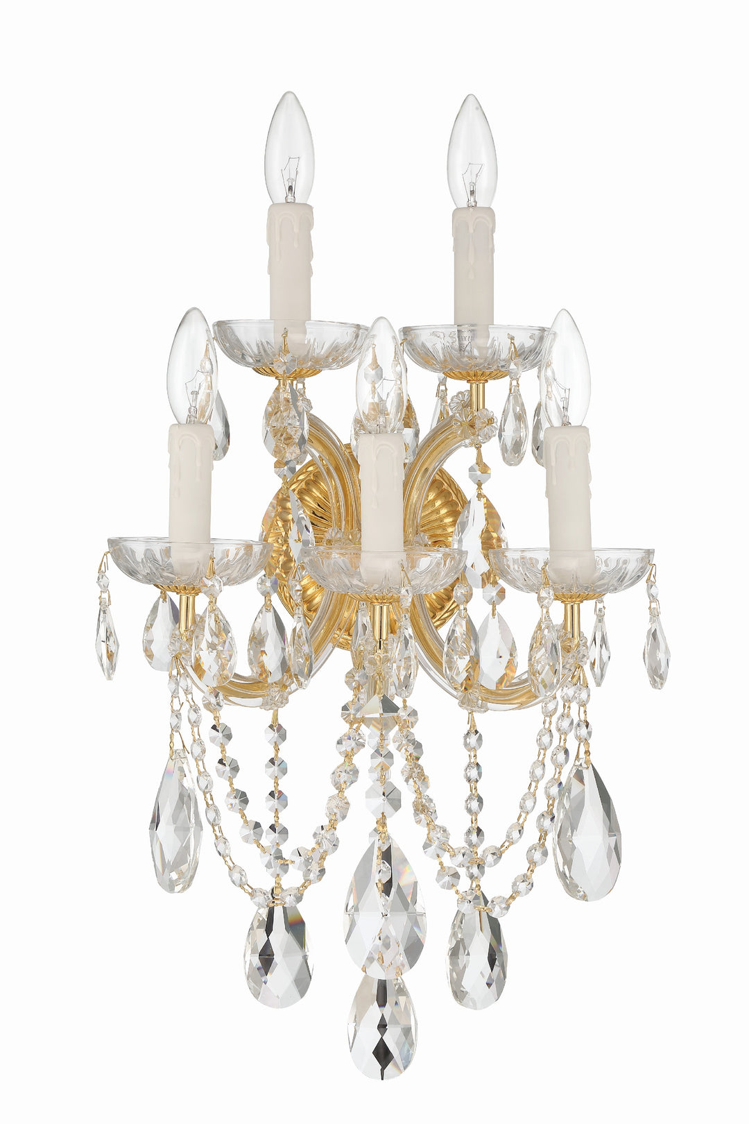 Crystorama Maria Theresa 5 Light Hand Cut Crystal Gold Sconce