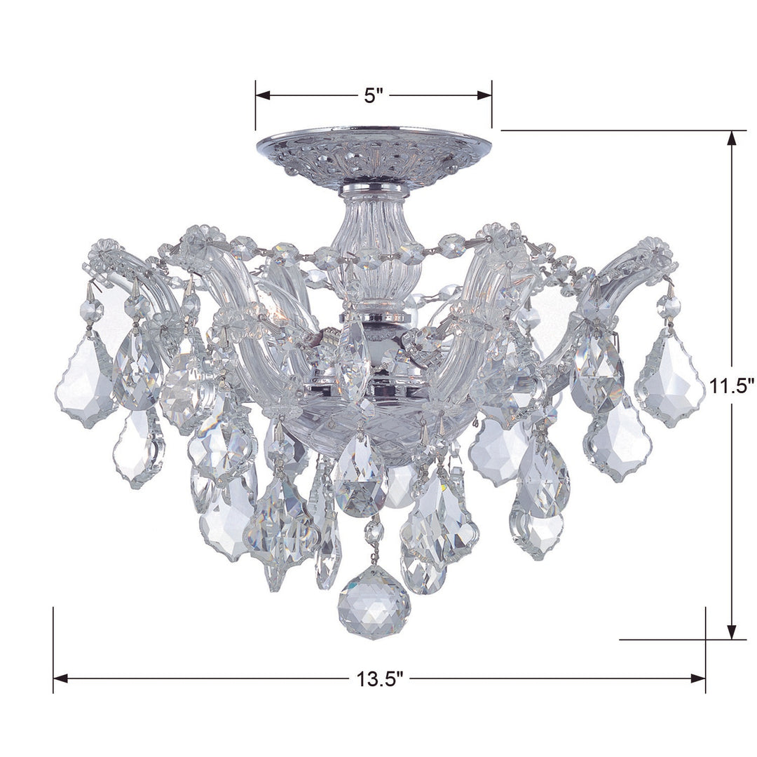 Crystorama Maria Theresa 3 Light Spectra Crystal Gold Semi Flush Mount