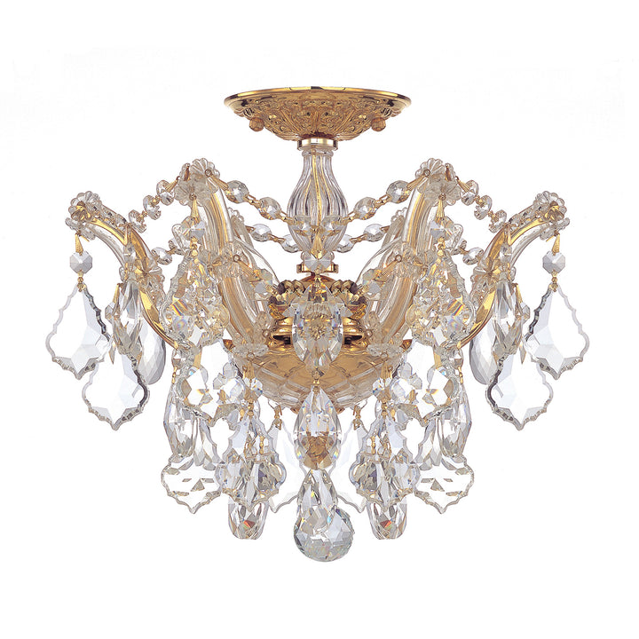 Crystorama Maria Theresa 3 Light Spectra Crystal Gold Semi Flush Mount