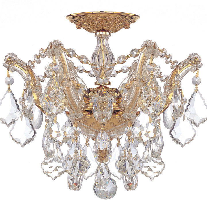 Crystorama Maria Theresa 3 Light Spectra Crystal Gold Semi Flush Mount