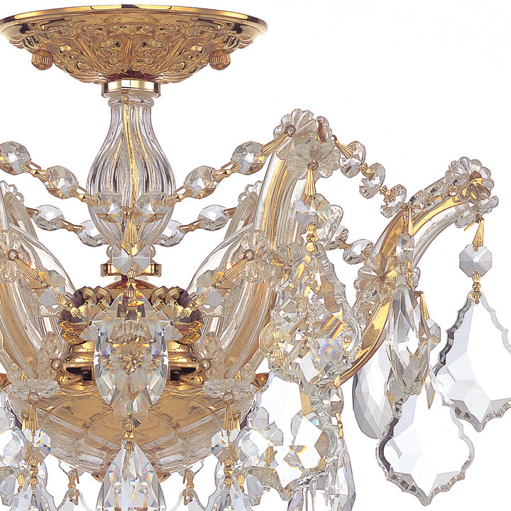 Crystorama Maria Theresa 3 Light Spectra Crystal Gold Semi Flush Mount