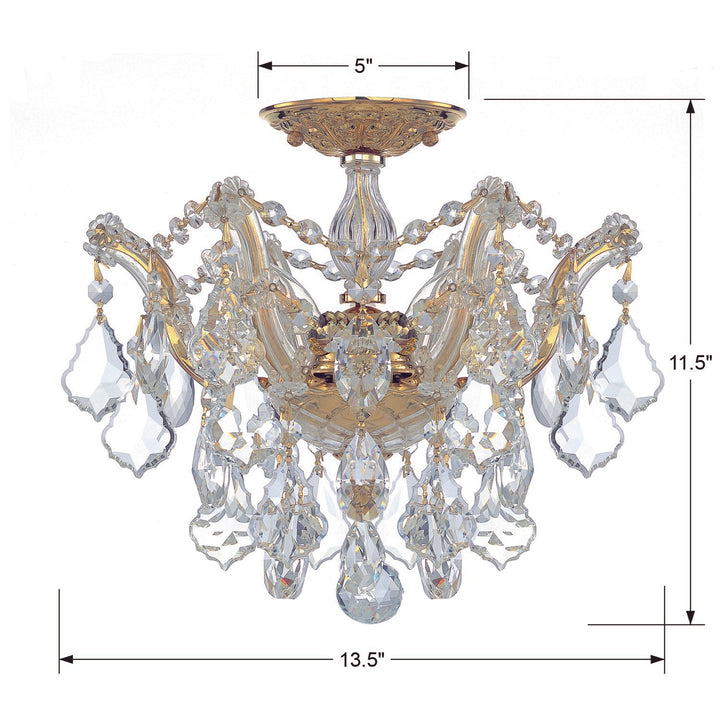 Crystorama Maria Theresa 3 Light Spectra Crystal Gold Semi Flush Mount