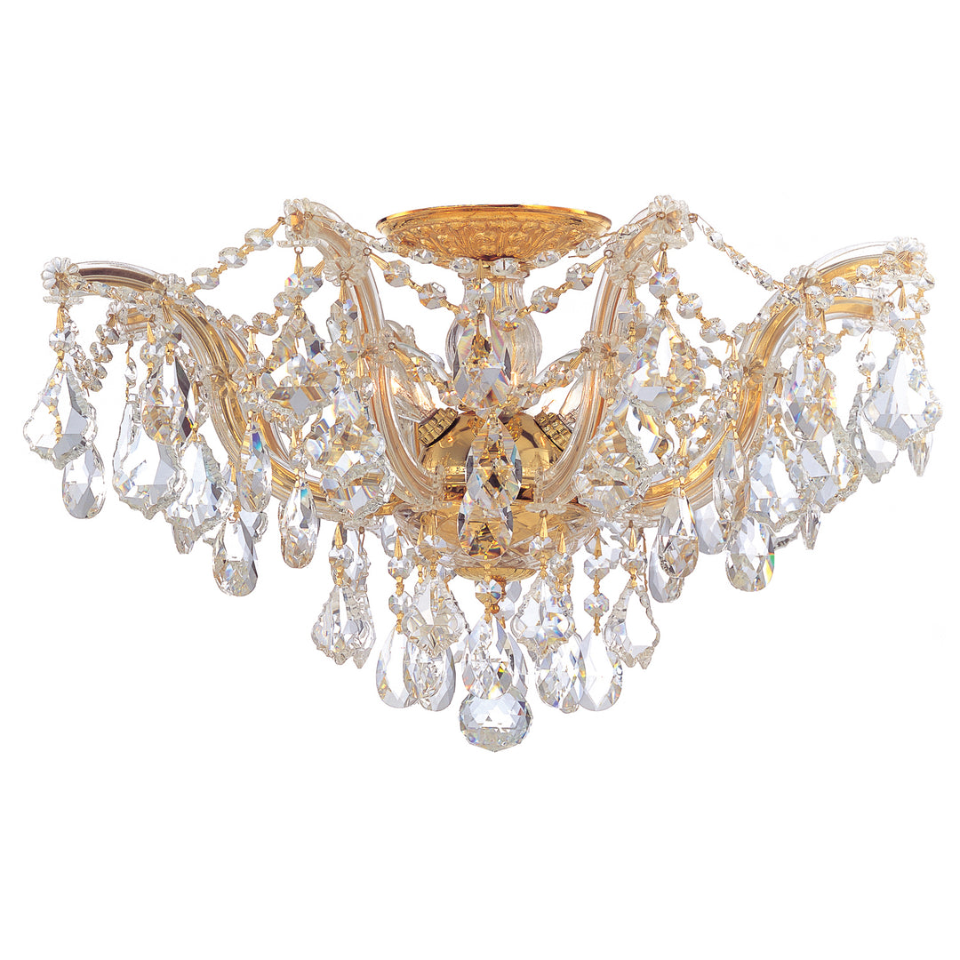 Crystorama Maria Theresa 5 Light Spectra Crystal Gold Semi Flush Mount