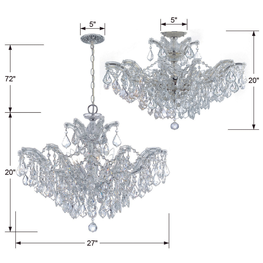 Crystorama Maria Theresa 6 Light Spectra Crystal Gold Semi Flush Mount