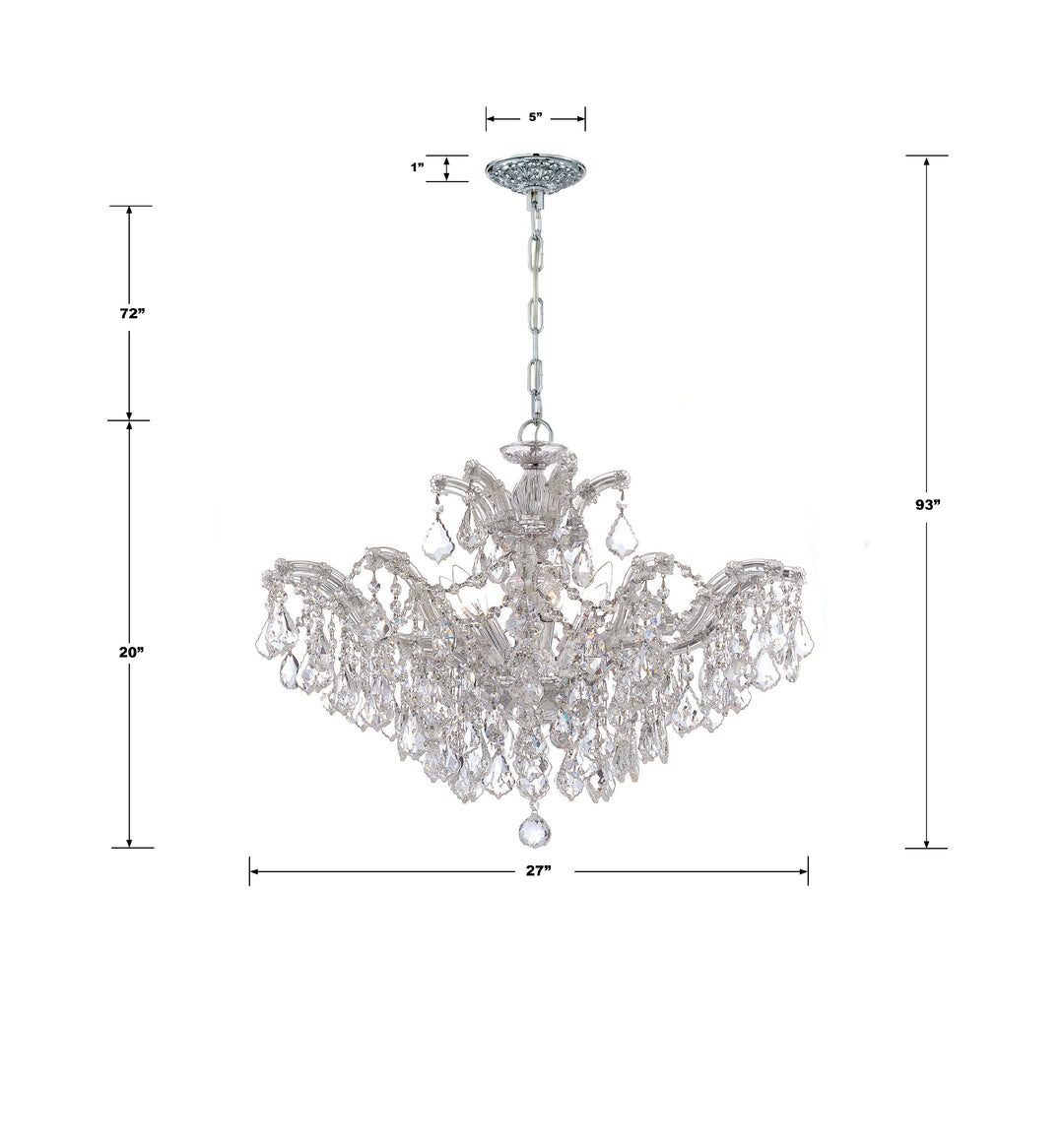 Crystorama Maria Theresa 6 Light Spectra Crystal Gold Semi Flush Mount