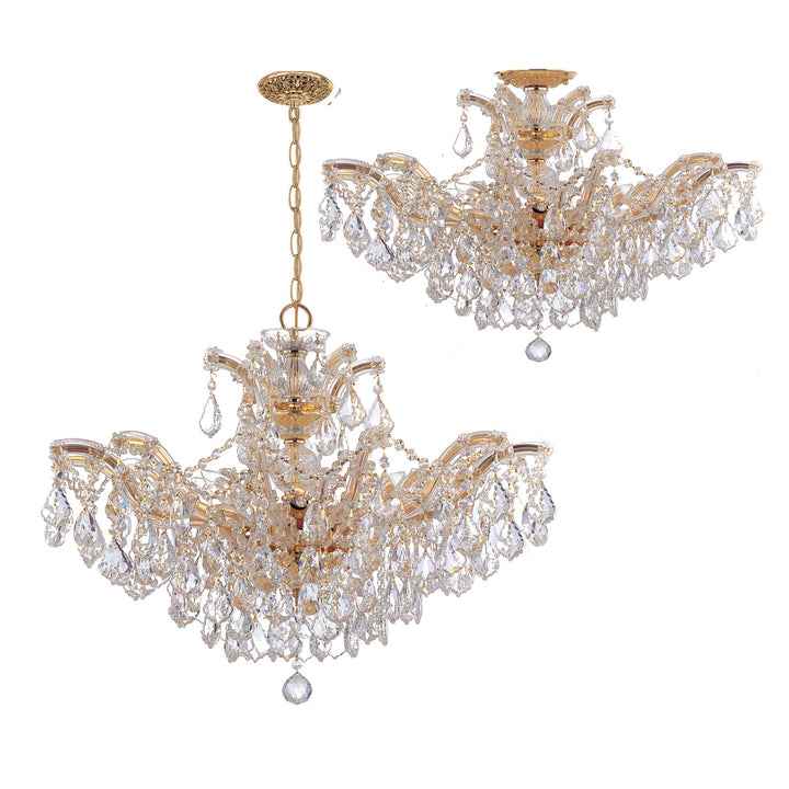 Crystorama Maria Theresa 6 Light Spectra Crystal Gold Semi Flush Mount