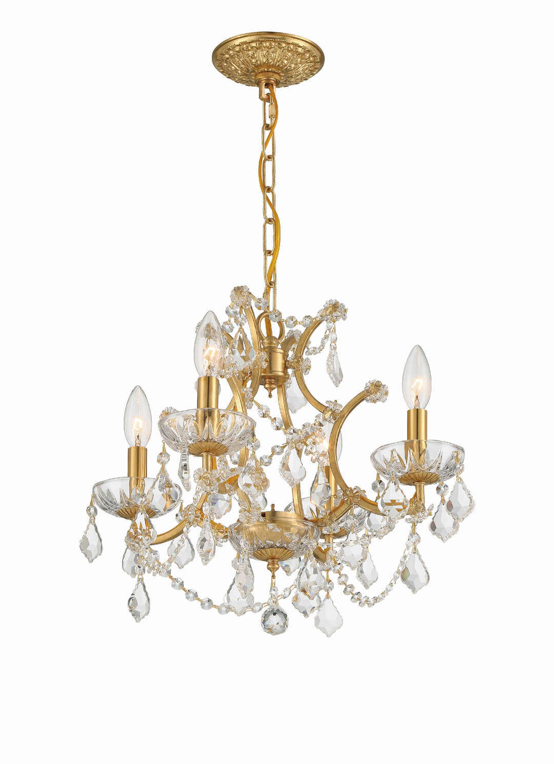 Crystorama Filmore 4 Light Hand Cut Crystal Antique Gold Mini Chandelier