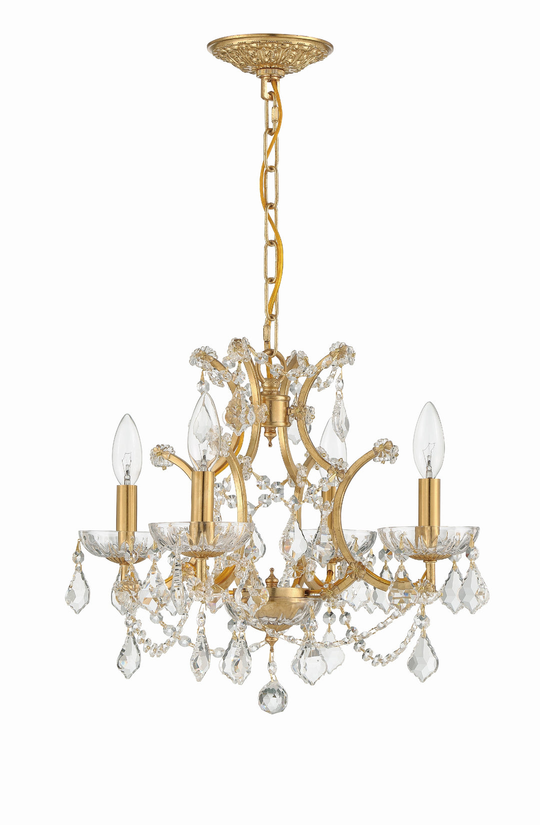 Crystorama Filmore 4 Light Hand Cut Crystal Antique Gold Mini Chandelier