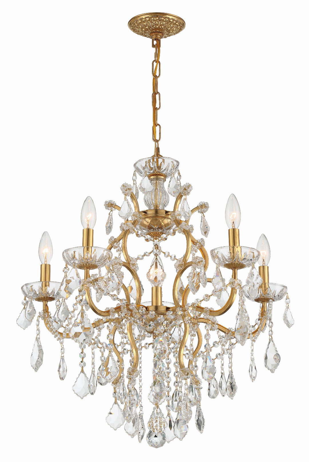 Crystorama Filmore 6 Light Spectra Crystal Antique Gold Chandelier