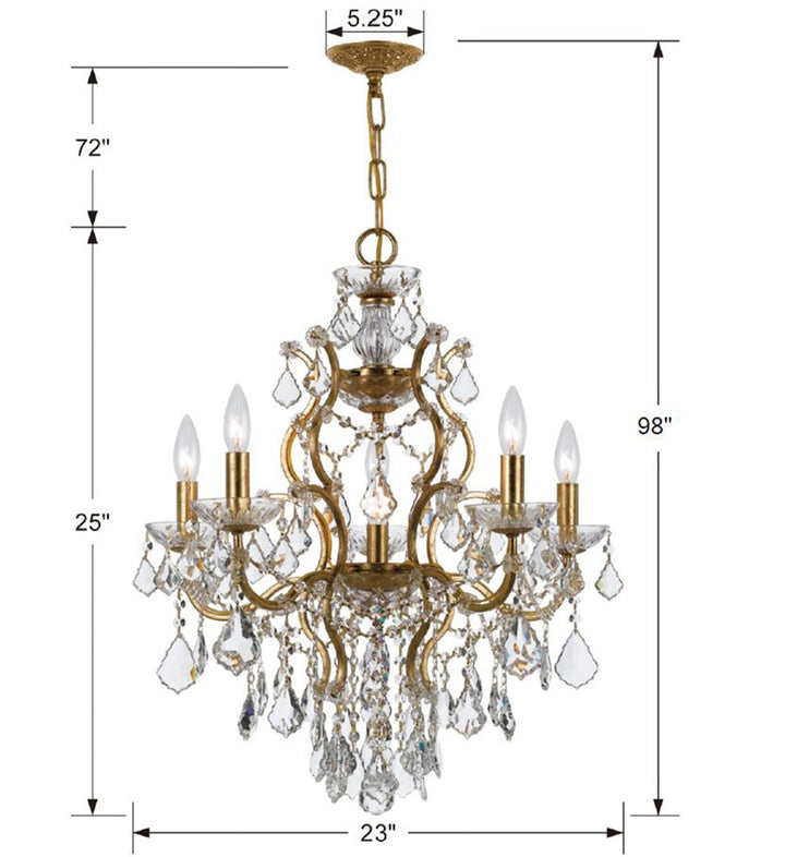 Crystorama Filmore 6 Light Spectra Crystal Antique Gold Chandelier