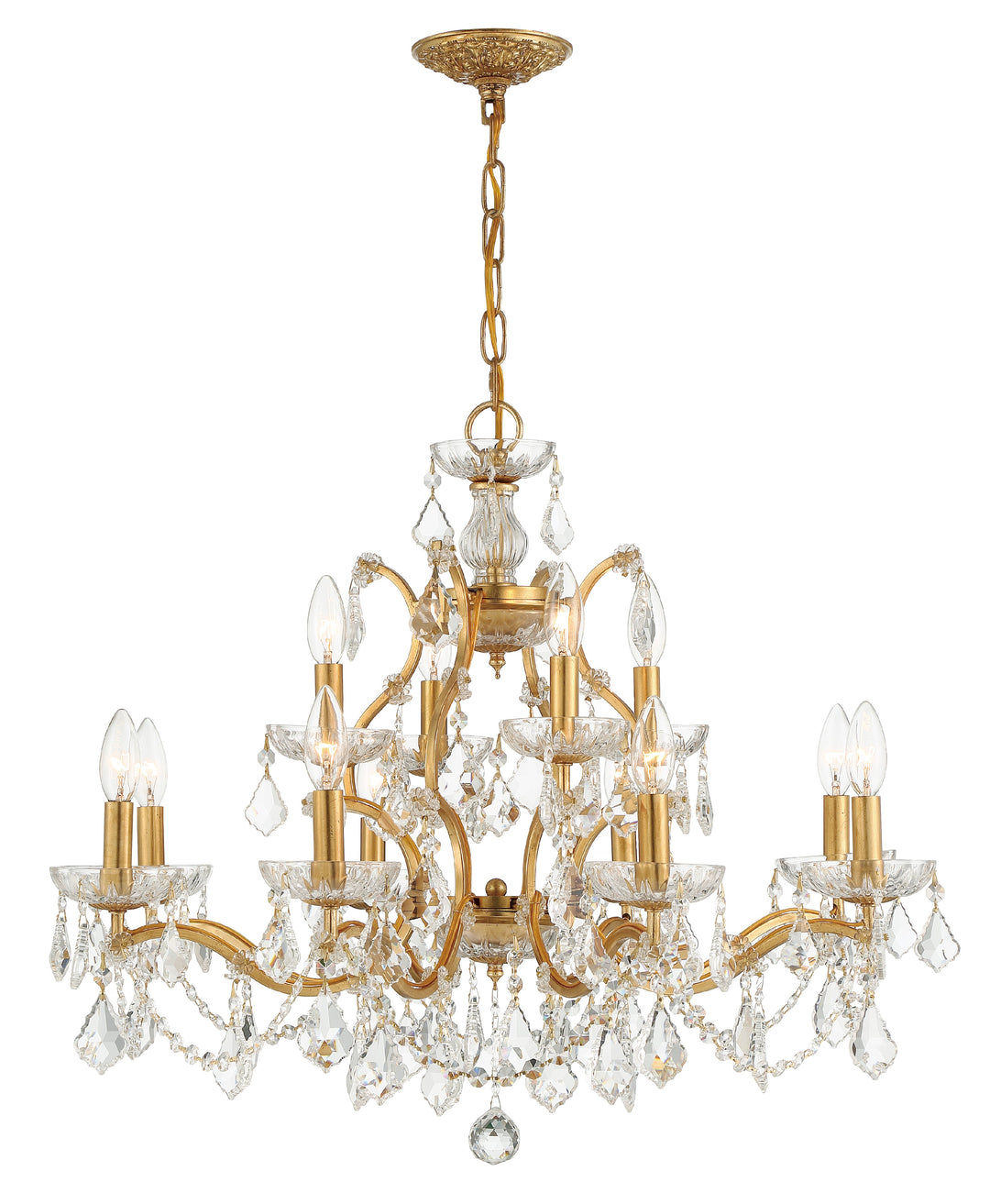 Crystorama Filmore 12 Light Hand Cut Crystal Antique Gold Chandelier