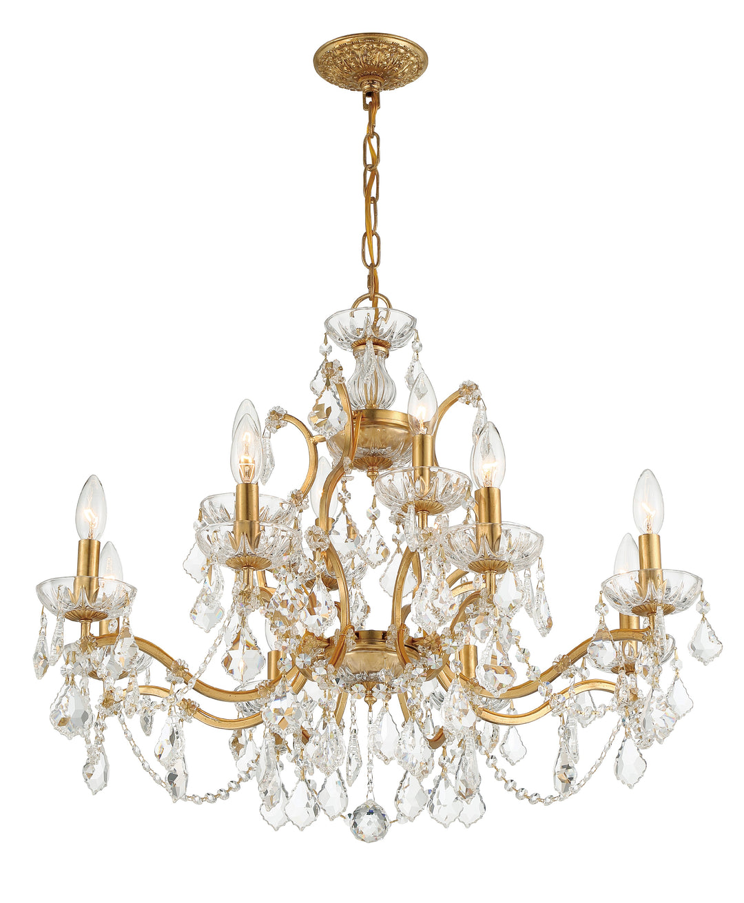 Crystorama Filmore 12 Light Hand Cut Crystal Antique Gold Chandelier